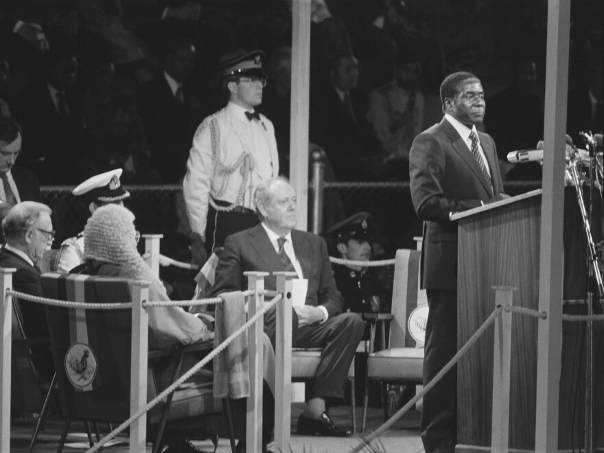Robert Mugabe speaks at Zimbabwe's Independence Day in Salisbury, Zimbabwe, on April 16, 1980.