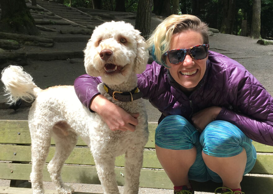 Ashley Ahearn with her dog Burnaby