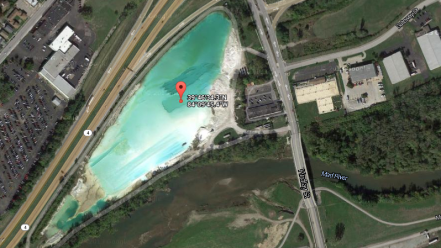 A Google satellite image of the blue lagoon, which sometimes looks very green.