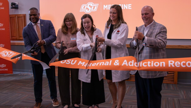 Stakeholders cut a ribbon to celebrate the official launch of Oklahoma State University’s Maternal and Addiction Recovery Care Program.