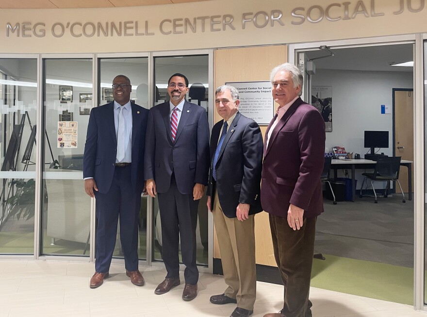  SUNY Chancellor John King, second from right, stands with OCC president Warren Hilton, right, William Magnarelli, second from left, and Al Stripe. 