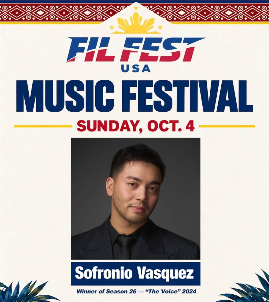 The 12th annual Fil Fest USA is Friday through Sunday at Rudee Loop in Virginia Beach. The Sunday night headliner is Sofronio Vasquez, who became the first Filipino and first Asian artist to win NBC's "The Voice" competition.