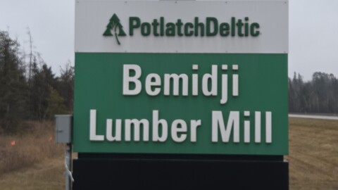 PotlatchDeltic's Bemidji lumber mill is just south of Bemidji on Hubbard County Road 45, or the Nary Road, on a rainy Nov. 19, 2025.