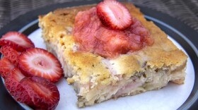 Rhubarb-buttermilk cake, from Chef Kathy Gunst. (Robin Lubbock/WBUR)