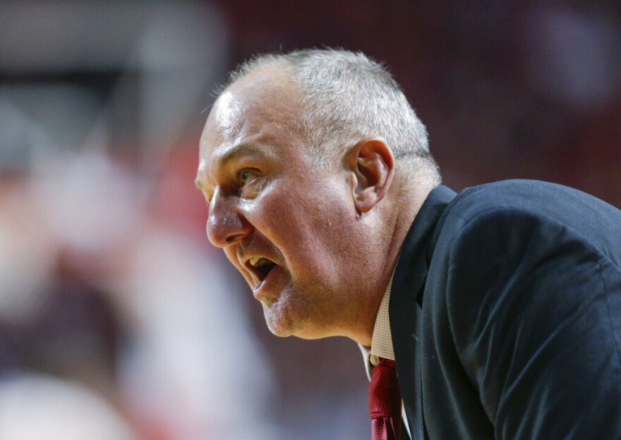 Ohio State coach Thad Matta shouts at a referee during the second half of the team's NCAA college basketball game against Nebraska in Lincoln, Neb., Jan. 18, 2017. Matta is returning to Butler, hired on Sunday, April 3, 2022 to coach the Bulldogs almost five years after he cited his health while stepping down at Ohio State.