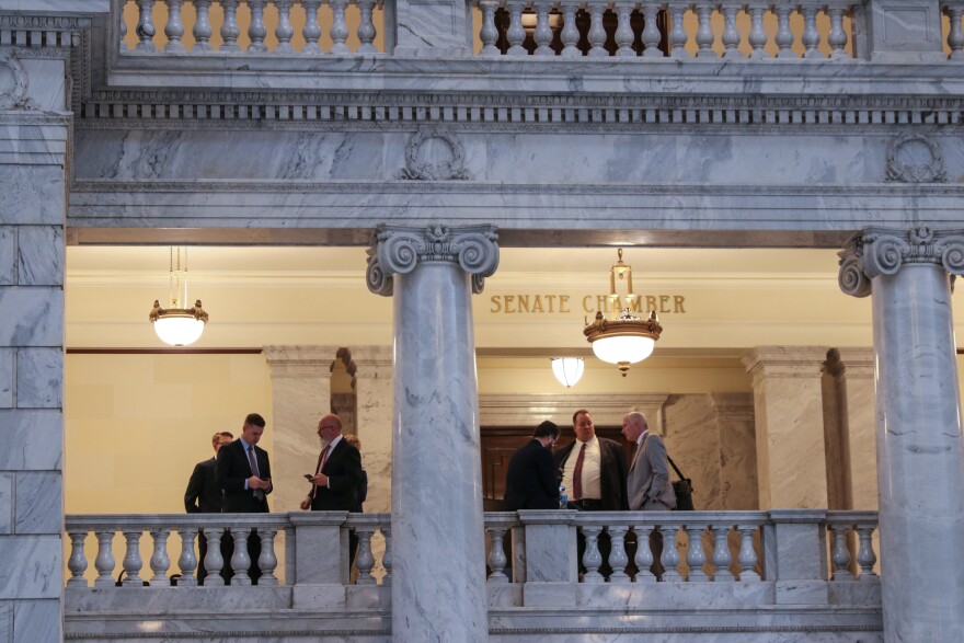 Photo of outside the Senate chambers at the Utah Capitol.