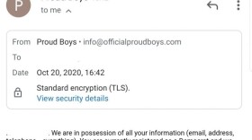 This email was sent to registered Democrats in Alachua County by a sender claiming to be from the Proud Boys, an extremist far-right group established in 2016.