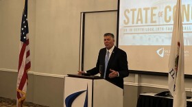 U.S. Representative Darin LaHood briefed a McLean County Chamber of Commerce audience at the Chateau in Bloomington on recent legislative activity.
