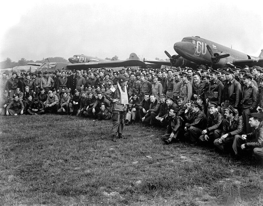 Pictured is Brig. Gen. Anthony C. Mcauliffe and men under his command.