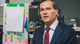 Republican gubernatorial candidate Brad Chambers unveiled his 10-point economic plan at a tech innovation facility in Fishers, Indiana on March 18, 2024.
