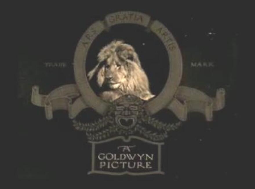 An early version of the Goldwyn Pictures logo, designed by Howard Dietz (and later used as the MGM logo)