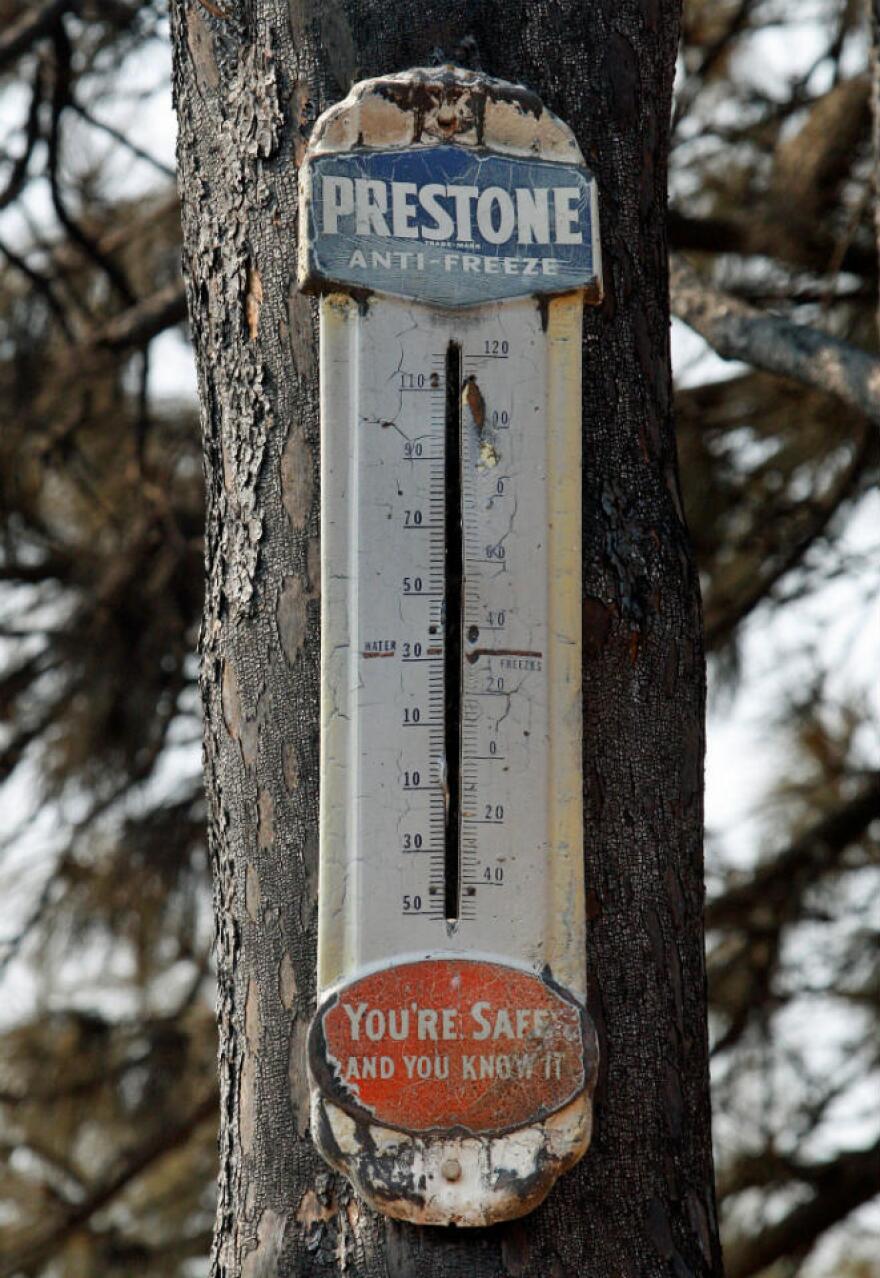 An old thermometer found on a tree in the Folsom Drive neighborhood of Florence, MT.