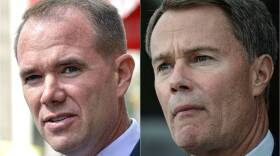 Republican Chuck Brewer, left, and Democrat Joe Hogsett, right, the candidates for Indianapolis mayor.