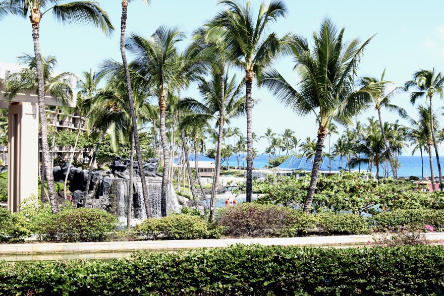 Lush oceanfront grounds at Hilton Waikoloa Village on the Big Island of Hawaii