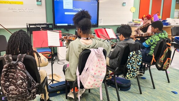 Violin students at Abbottston Elementary School in Baltimore.