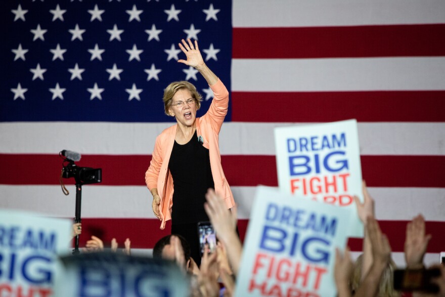 Democratic Presidential Candidate Elizabeth Warren speaks to a capacity crowd of more than 3500 people at Broughton High School in Raleigh, N.C., Thursday, Nov. 7, 2019.