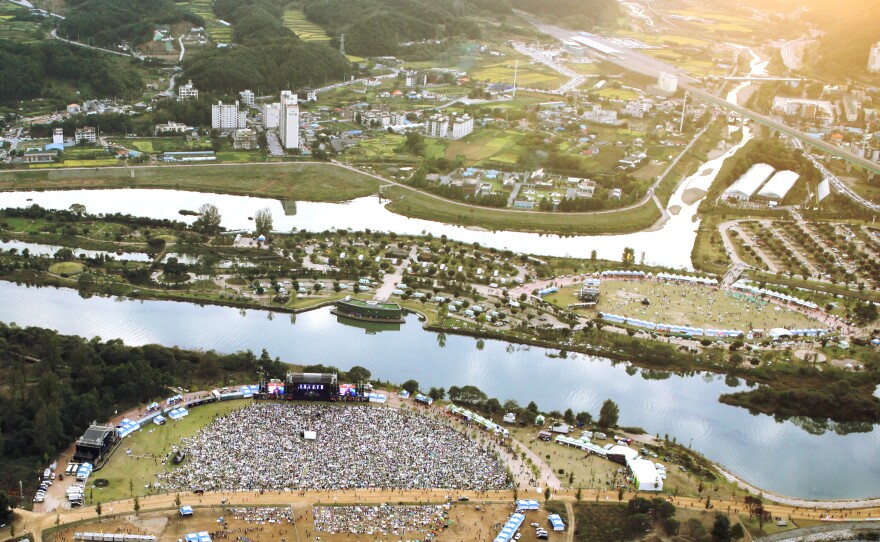 The Jarasum International Jazz Festival is set on river islands amid mountains.