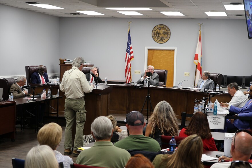 Jackson county commissioners board listens to a resident speak about their concerns about the potential of an AI Data center.