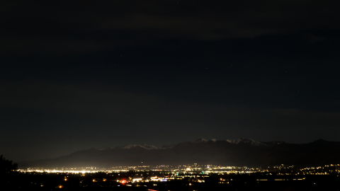 Cache Valley cities lit up in the dark of night. 