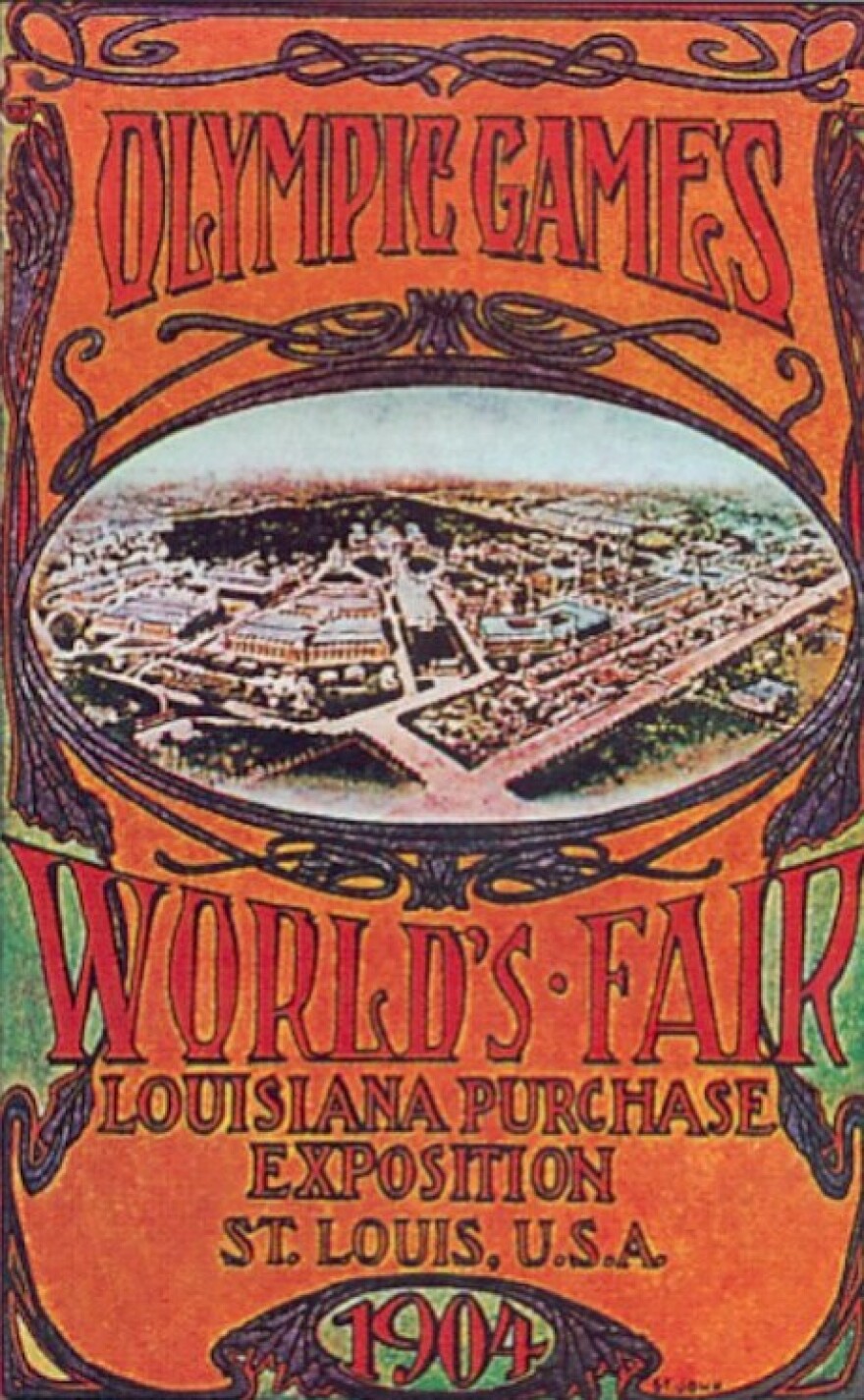 A poster for the 1904 Olympic Games and Louisiana Purchase Exposition. 