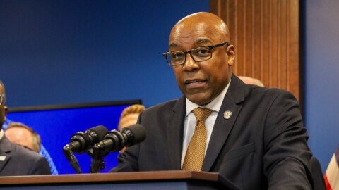 Illinois Attorney General Kwame Raoul warns on Monday, Sept. 29, he would sue the Trump administration if federal troops arrive in Chicago. (Capitol News Illinois photo by Andrew Adams)