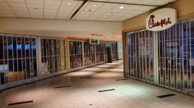 The Overstreet Mall is almost completely empty after tends of thousands of people shifted to work from home.