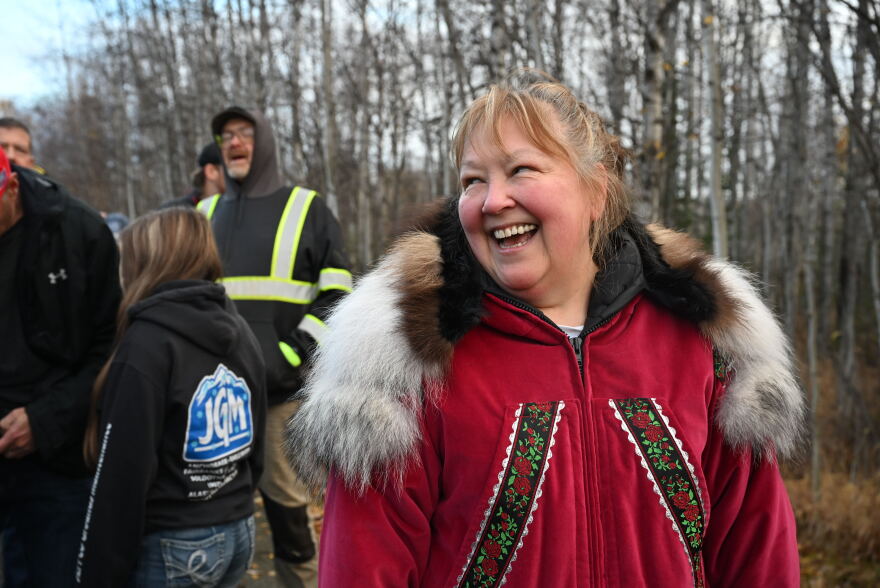 Carol Wilson, 62, came from King Cove. She was wearing a parka with wolverine and beaver ruff.