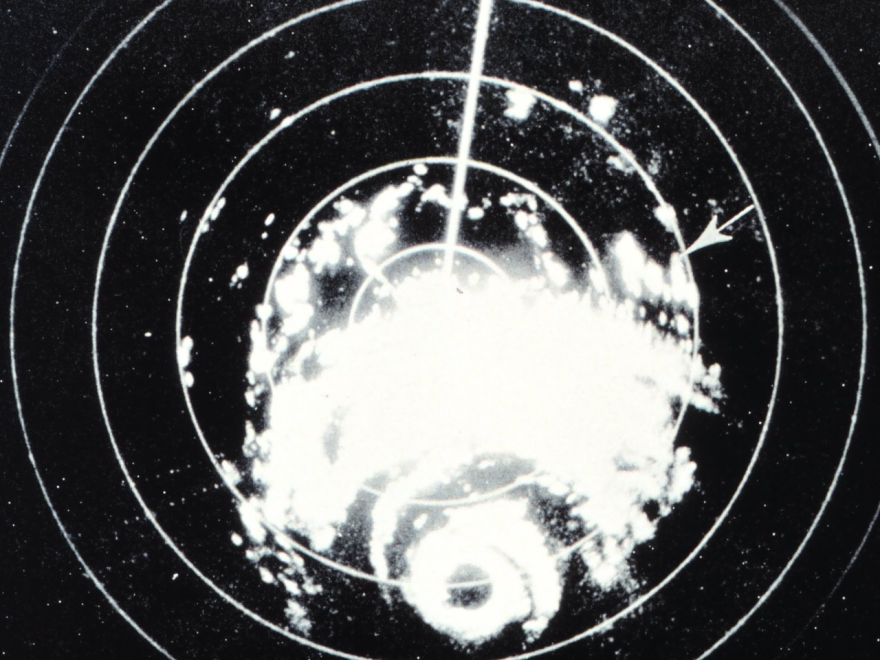  Radar image of Hurricane Carla at 2:50 PM CST on September 10, 1961.