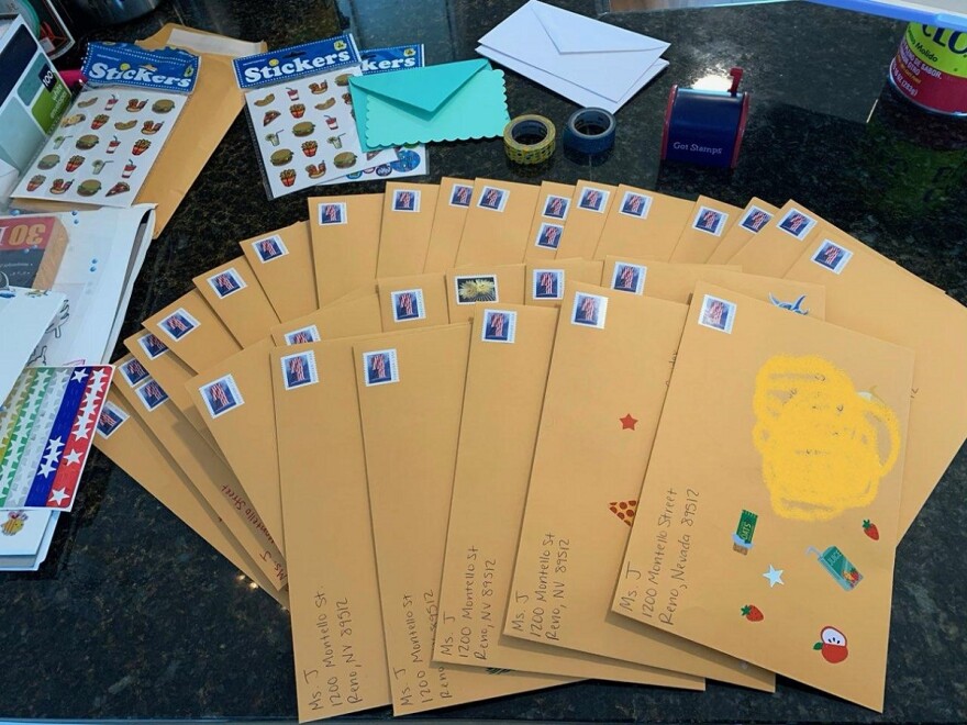During remote learning in spring 2020, Juárez prepared letter packers for the students on her caseload. Each large envelope included a letter that Juárez wrote to the student and the materials for the students to write back to her.
