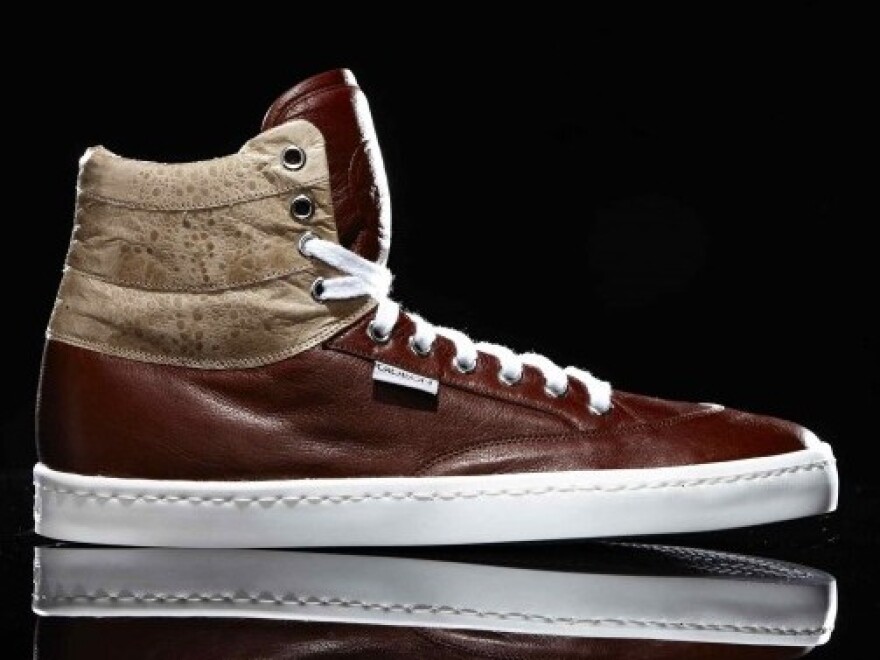 Gideon high-tops made of Australian cane toad leather. The company's sneakers are all handmade in Australia.