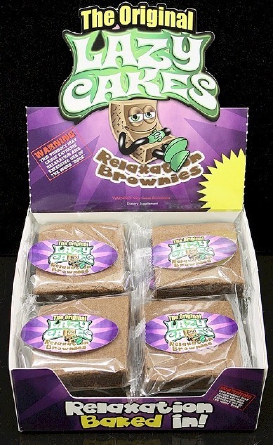 A promotional box for Lazy Cakes like those seen in convenience stores in a growing number of states.