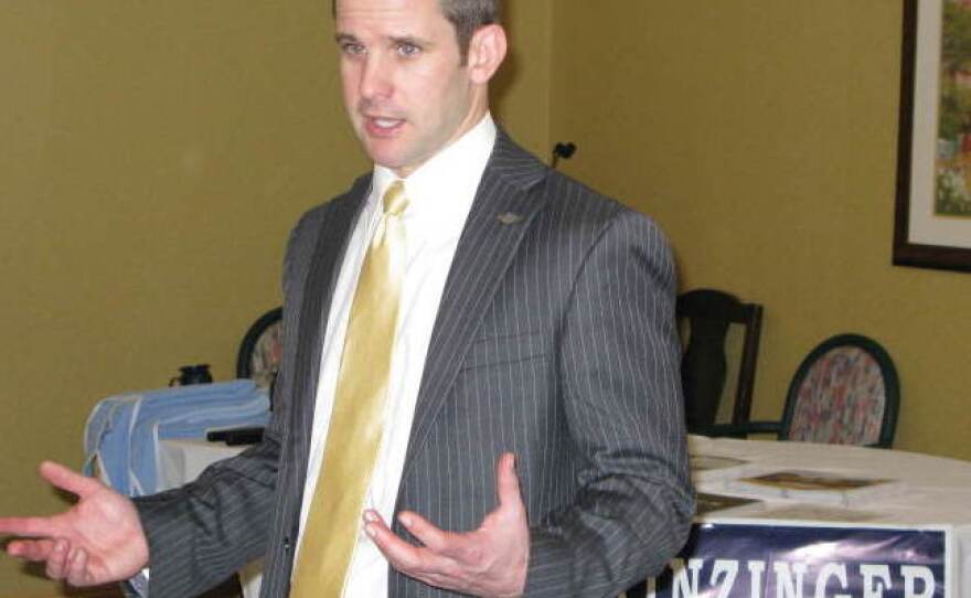Freshman Rep. Adam Kinzinger speaks to residents and staff at the Pine Acres Rehab and Living Center in Dekalb, Ill.