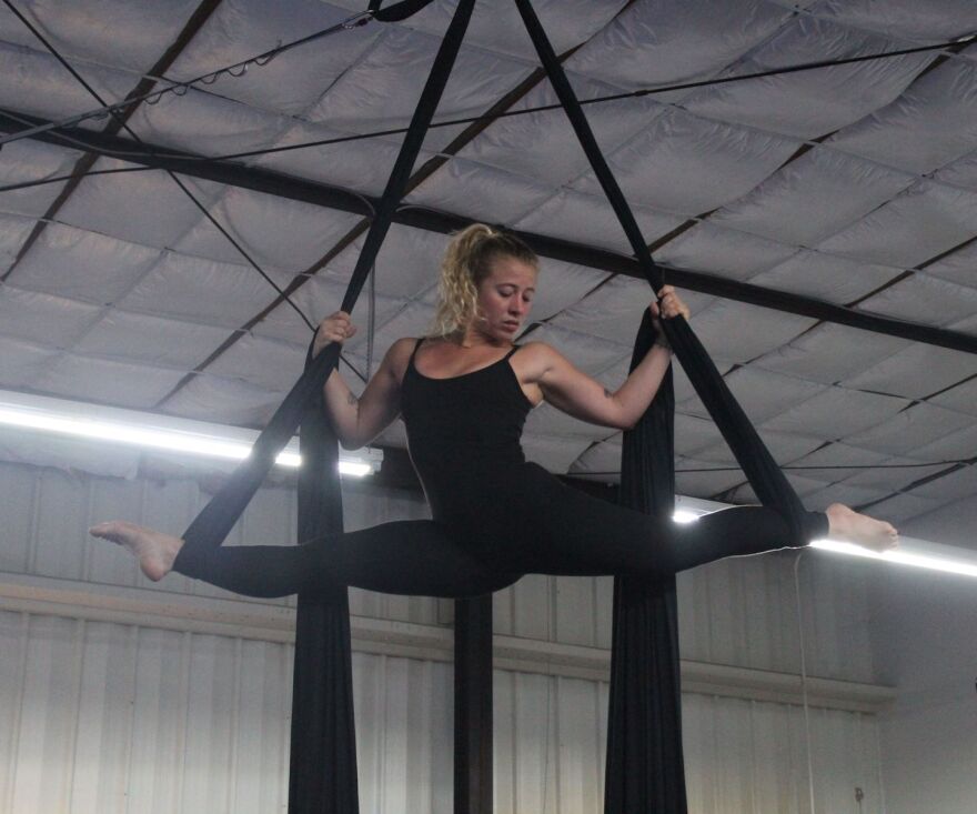 Jenna Algeo rehearsing at Fit to Fly
