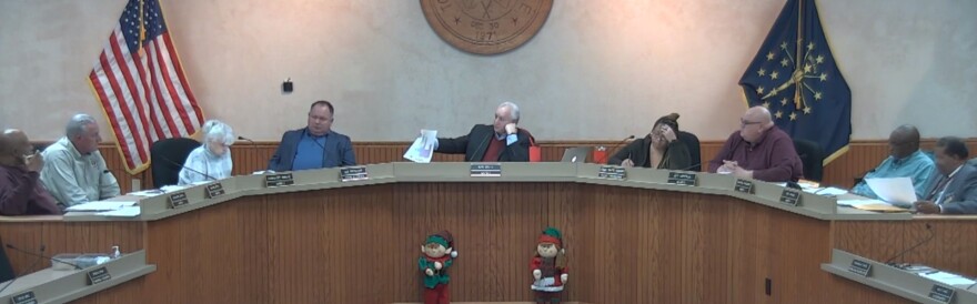 Merrillville Council members debate the proposed council district map Dec. 13.