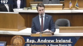 Andrew Ireland (R-Indianapolis), the sponsor of Senate Bill 197, spoke on the House floor in favor of language in the bill that would make it a Class C misdemeanor for someone to sleep on public property. The bill is authored by Sen. Aaron Freeman and Sen. Blake Doriot.