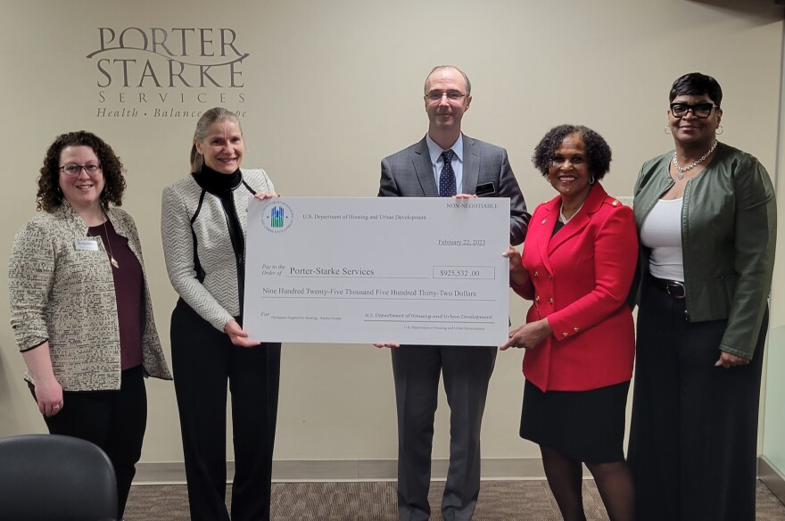 HUD representatives presented a check for a new Starke County permanent supportive housing program to Porter-Starke Services on Feb. 22.