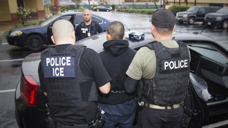 Foreign nationals are arrested during a targeted enforcement operation conducted by U.S. Immigration and Customs Enforcement aimed at immigration fugitives, re-entrants and at-large criminal aliens in Los Angeles on Feb. 7, 2017.