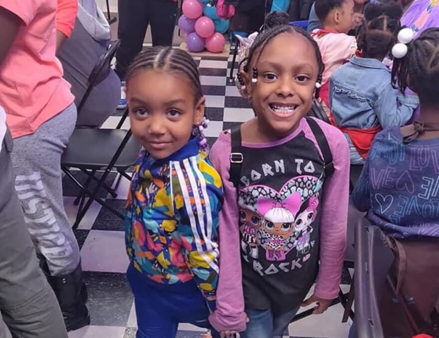 Candice Fortman's niece Logan Buffington and her friend Skylar Herbert at a painting party in February 2020. Herbert was the youngest in Michigan to died of the coronavirus. Both Herbert's parents are first responders. (Photo by Derone Buffington)