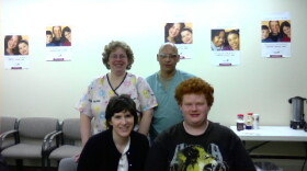 Therapist Stephanie Coffta & Chris Weller, standing behind them, parents Katelyn & William Rodriguez