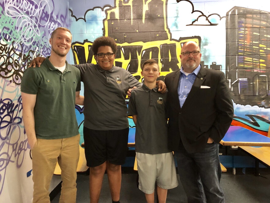 Left to right: VP Interim Executive Director, Dylan Pohl; members Deavon'te Hatch and Jeremy Hemming; VP Founder, Monnie Bush.