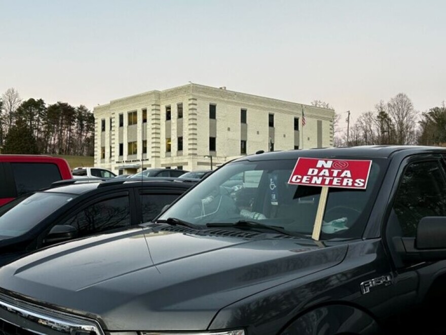 A sign on a car in Stokes County on January X, 2026.