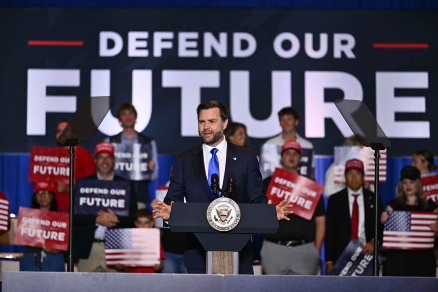 Vice President JD Vance speaks during a rally at Koury Convention Center in Greensboro, N.C., Monday, Sept. 21, 2026.