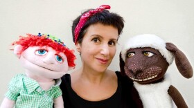 Shlomit Tripp and her puppets. (Courtesy)