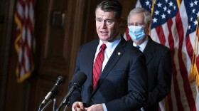 Sen. Todd Young, R-Ind., speaks during a news conference following a weekly meeting with the Senate Republican caucus, Tuesday, Dec. 8. 2020 at the Capitol in Washington.