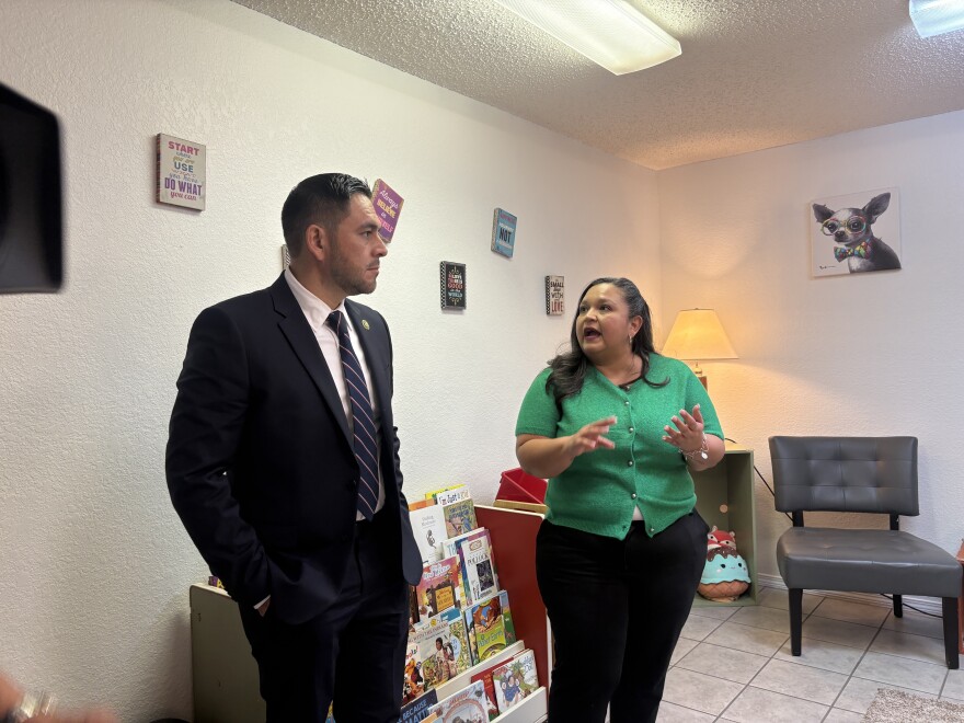 Angelica Calderon and Rep. Gabe Vasquez tour La Piñon facility