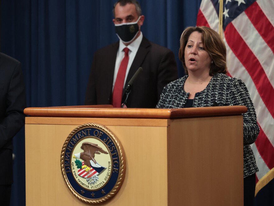 U.S. Deputy Attorney General Lisa Monaco speaks during a news conference with other federal law enforcement officials at the Robert F. Kennedy Main Justice Building on Nov. 08, 2021 in Washington, DC.