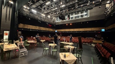 "1776" rehearsals at the University of Michigan's Arthur Miller Theatre.