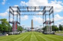Crews are in the process of setting up Kansas City's FIFA Fan Festival. The black scaffolding will feature a 65-foot heart sculpture.