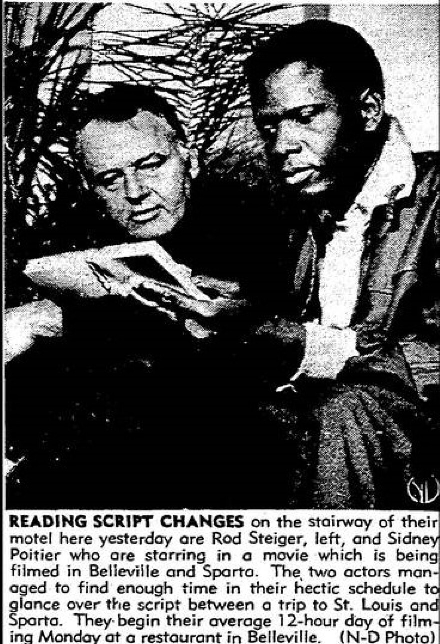 Sidney Poitier and Rod Steiger were among the cast and crew of "In the Heat of the Night" staying at Augustine’s Motor Lodge in Belleville, Illinois during 1966. Most of the movie was filmed in nearby Sparta, Illinois.