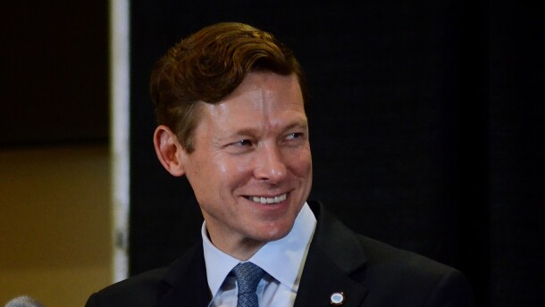 UNC-Chapel Hill chancellor Lee Roberts at the retirement press conference for women's soccer coach Anson Dorrance at the Dean E. Smith Center in Chapel Hill on Monday, Aug. 12, 2024.